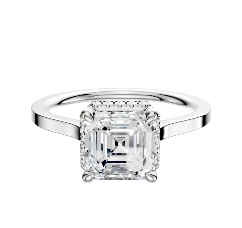 14K White Gold 4 Prong Collar Cathedral Flat 1.5mm Engagement Ring sold by Promise By Effy