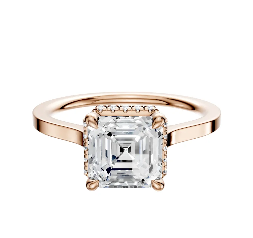 14K Rose Gold 4 Prong Collar Cathedral Flat 1.5mm Engagement Ring sold by Promise By Effy