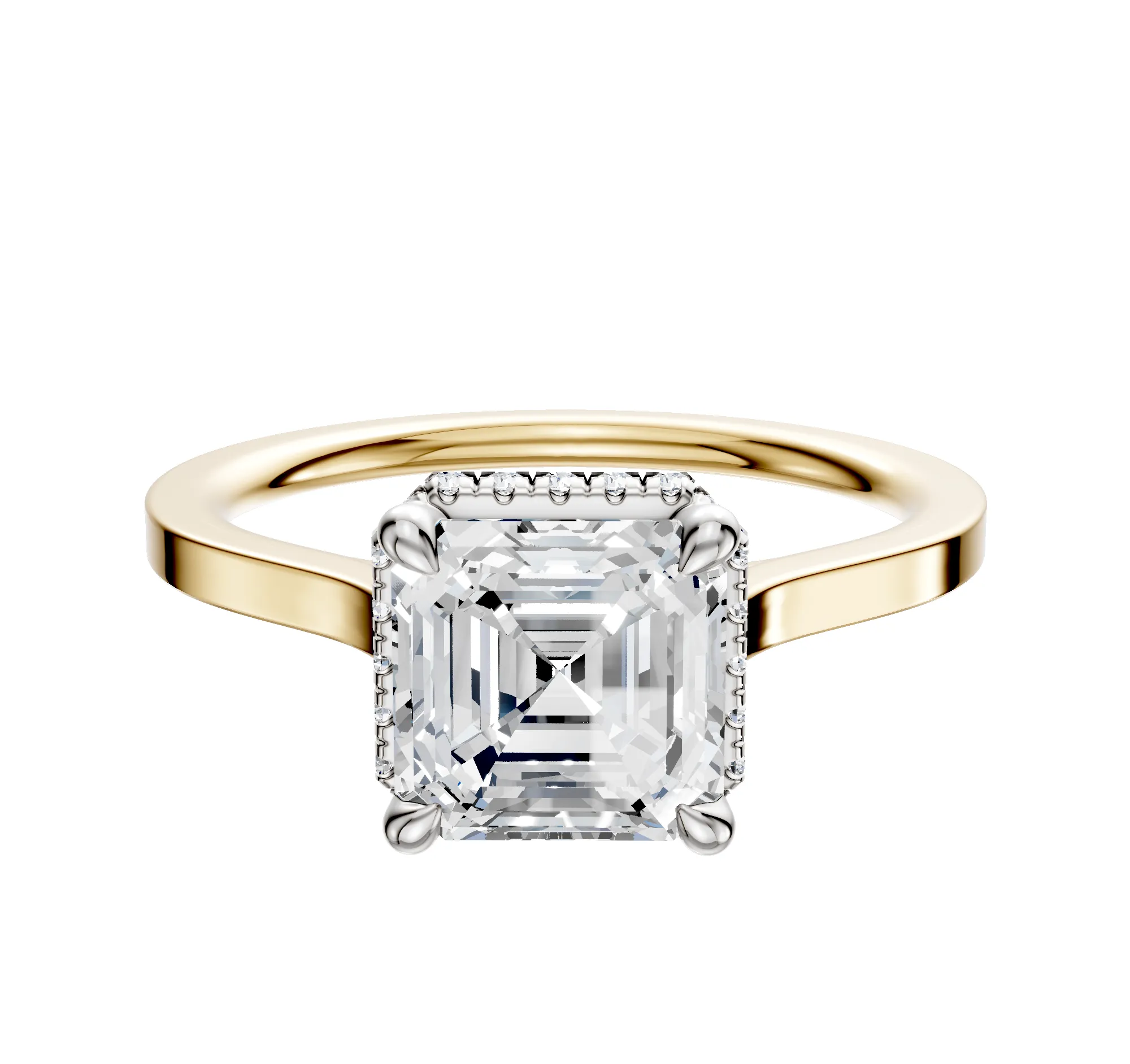 18K Two Tone 4 Prong Collar Cathedral Flat 1.5mm Engagement Ring sold by Promise By Effy