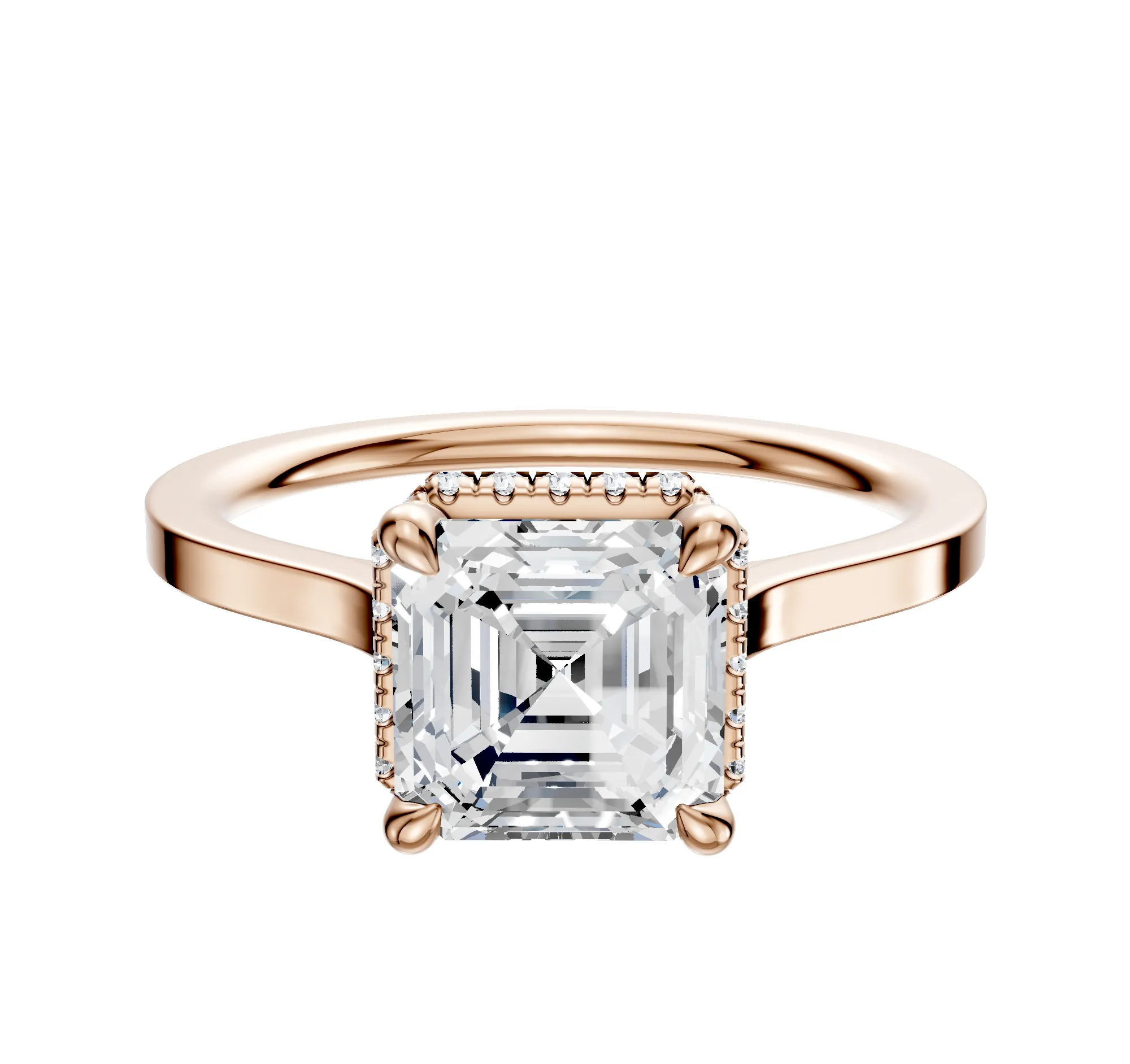18K Rose Gold 4 Prong Collar Cathedral Flat 1.5mm Engagement Ring sold by Promise By Effy
