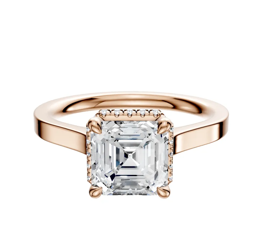 14K Rose Gold 4 Prong Collar Cathedral Flat 2.0mm Engagement Ring sold by Promise By Effy