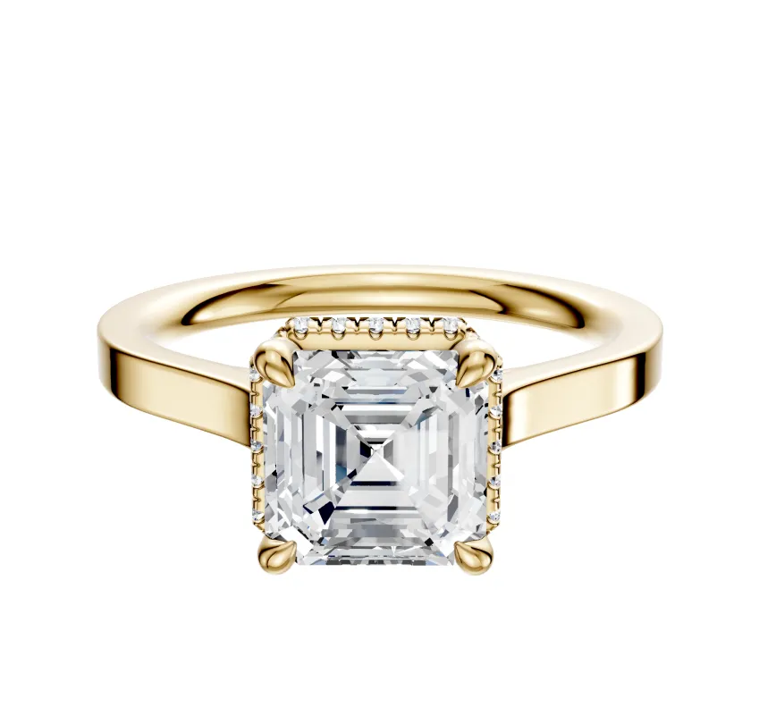 14K Yellow Gold 4 Prong Collar Cathedral Flat 2.0mm Engagement Ring sold by Promise By Effy