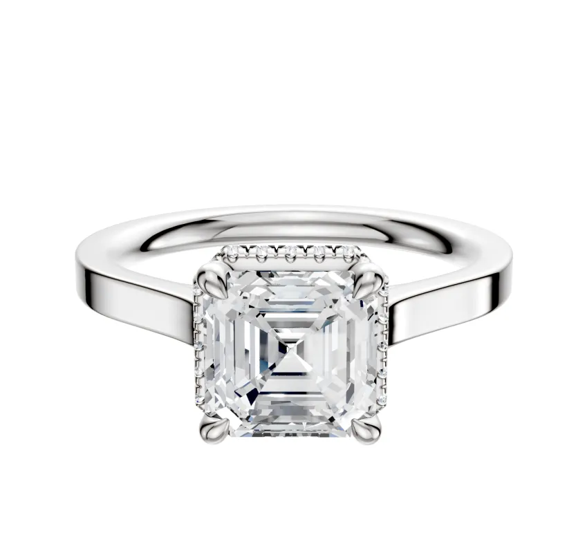 18K White Gold 4 Prong Collar Cathedral Flat 2.0mm Engagement Ring sold by Promise By Effy