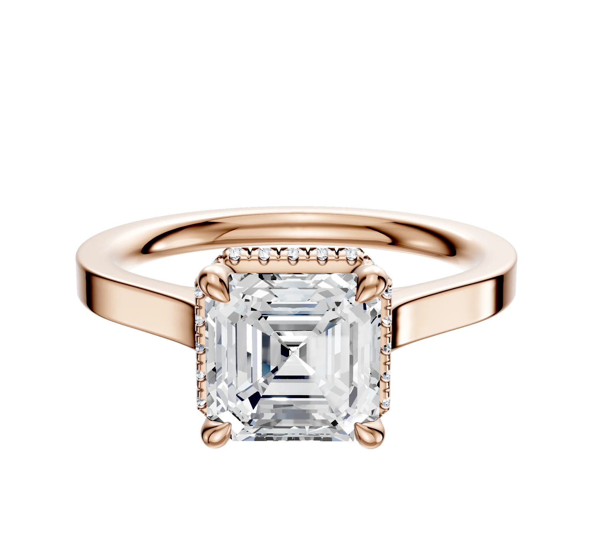 18K Rose Gold 4 Prong Collar Cathedral Flat 2.0mm Engagement Ring sold by Promise By Effy