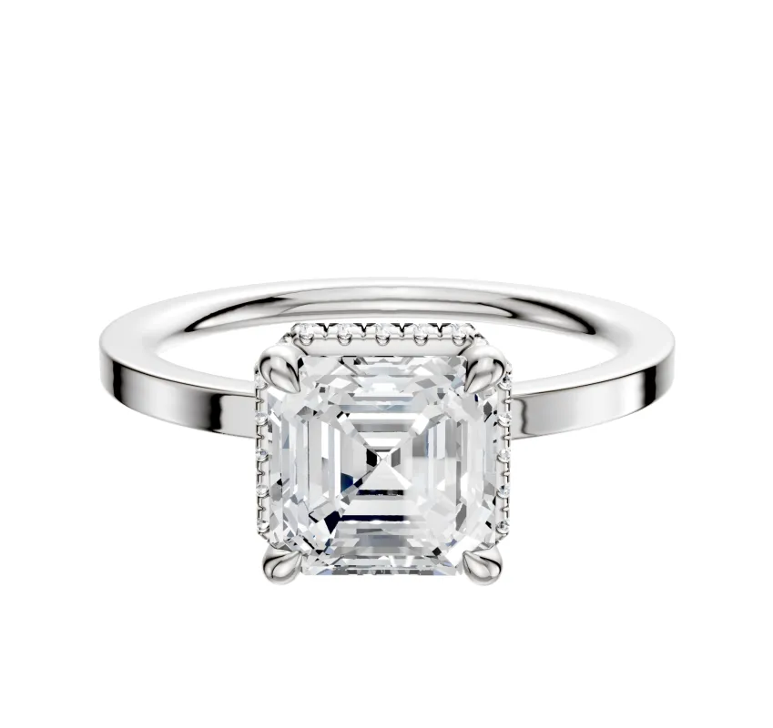 14K White Gold 4 Prong Collar Classic Flat 1.5mm Engagement Ring sold by Promise By Effy