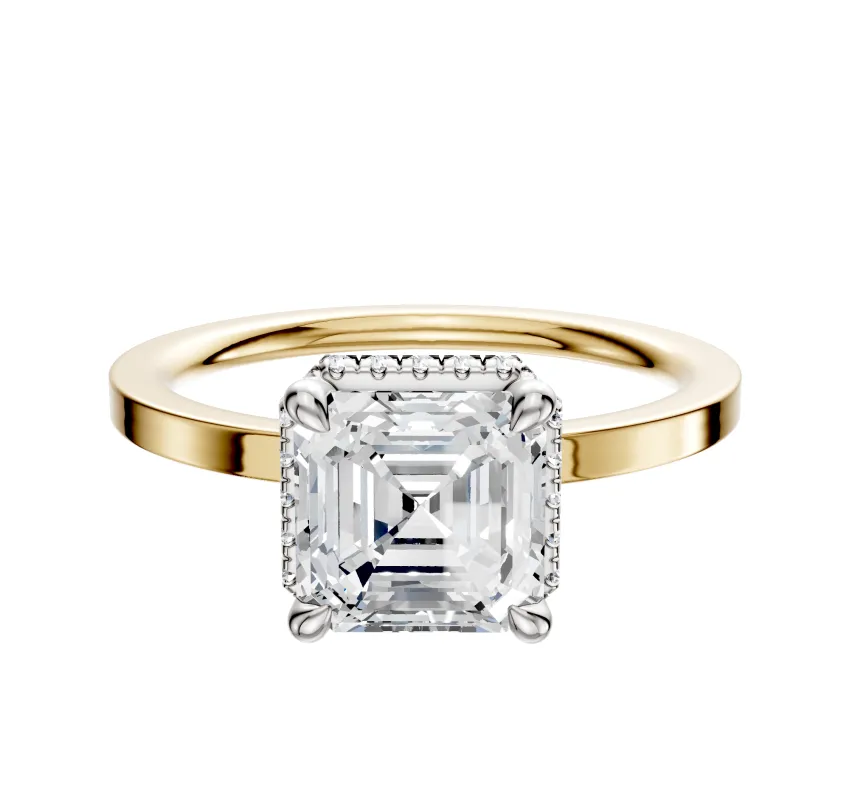 14K Two Tone 4 Prong Collar Classic Flat 1.5mm Engagement Ring sold by Promise By Effy