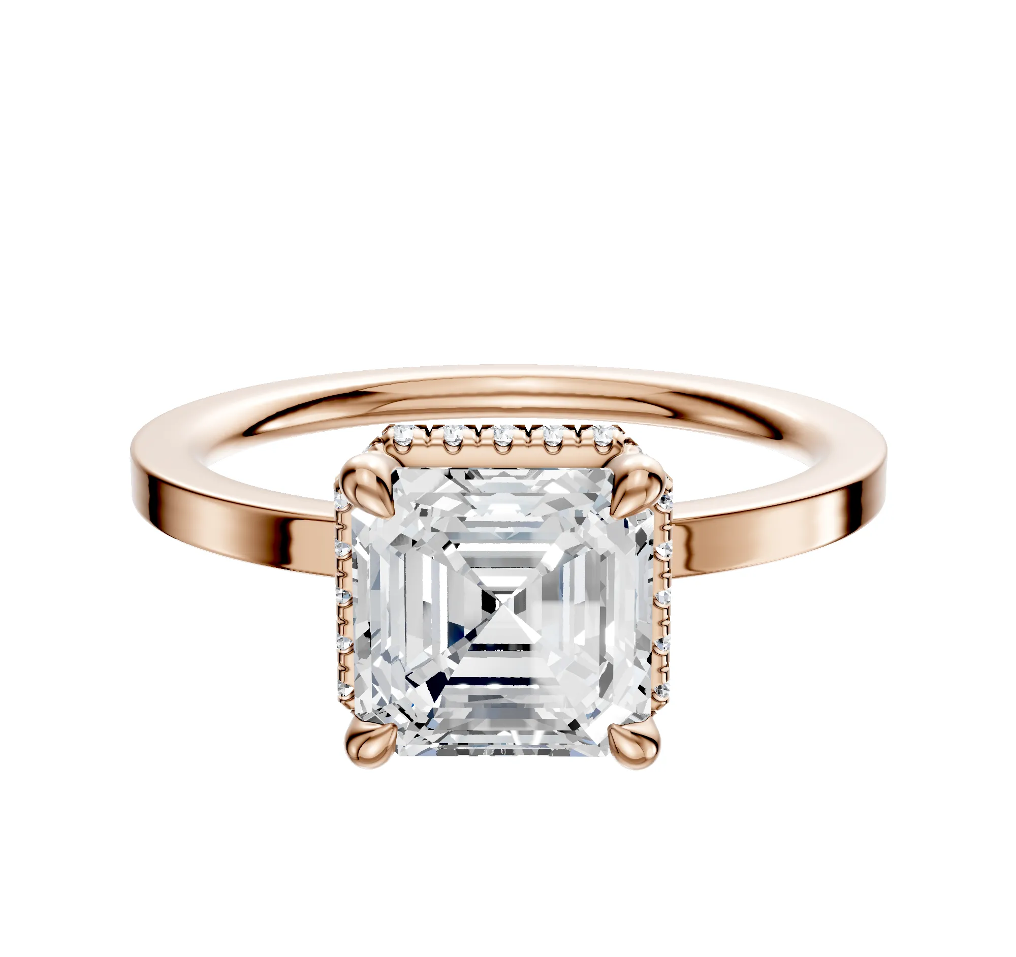 18K Rose Gold 4 Prong Collar Classic Flat 1.5mm Engagement Ring sold by Promise By Effy