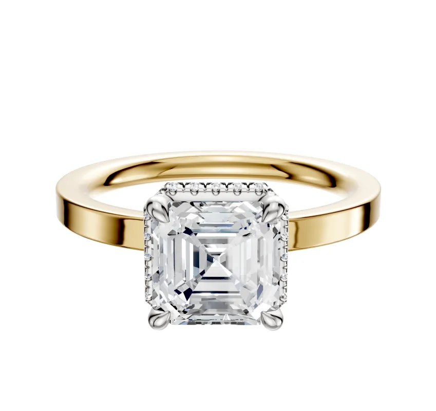 14K Two Tone 4 Prong Collar Classic Flat 2.0mm Engagement Ring sold by Promise By Effy