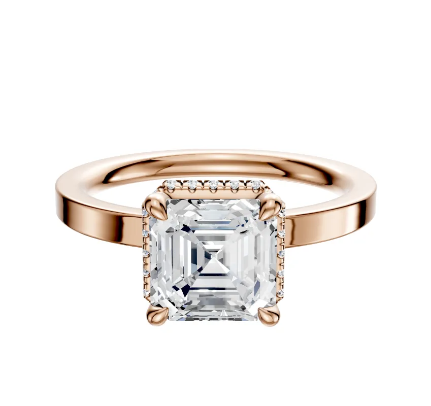 18K Rose Gold 4 Prong Collar Classic Flat 2.0mm Engagement Ring sold by Promise By Effy