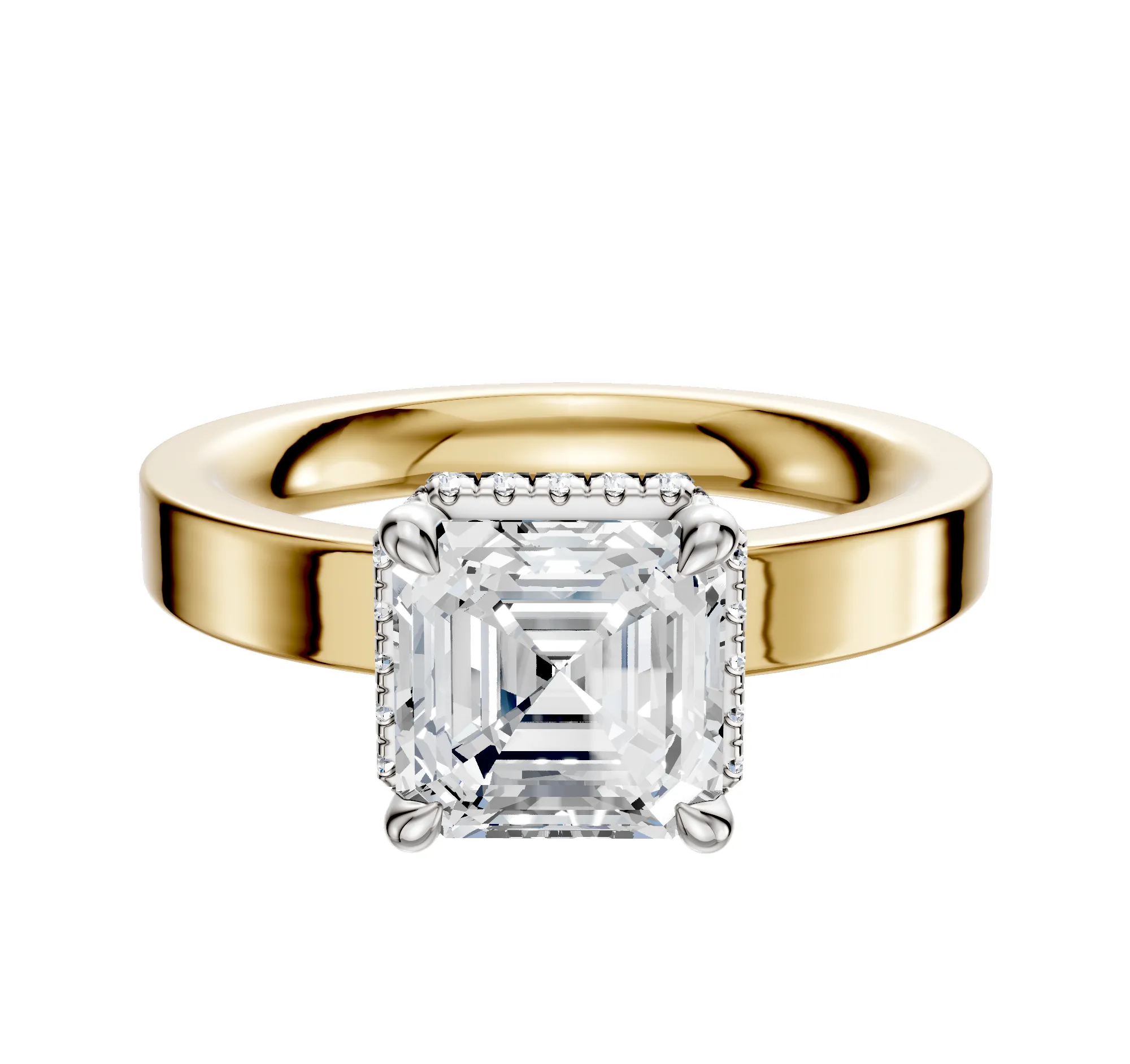 14K Two Tone 4 Prong Collar Classic Flat 3.0mm Engagement Ring sold by Promise By Effy