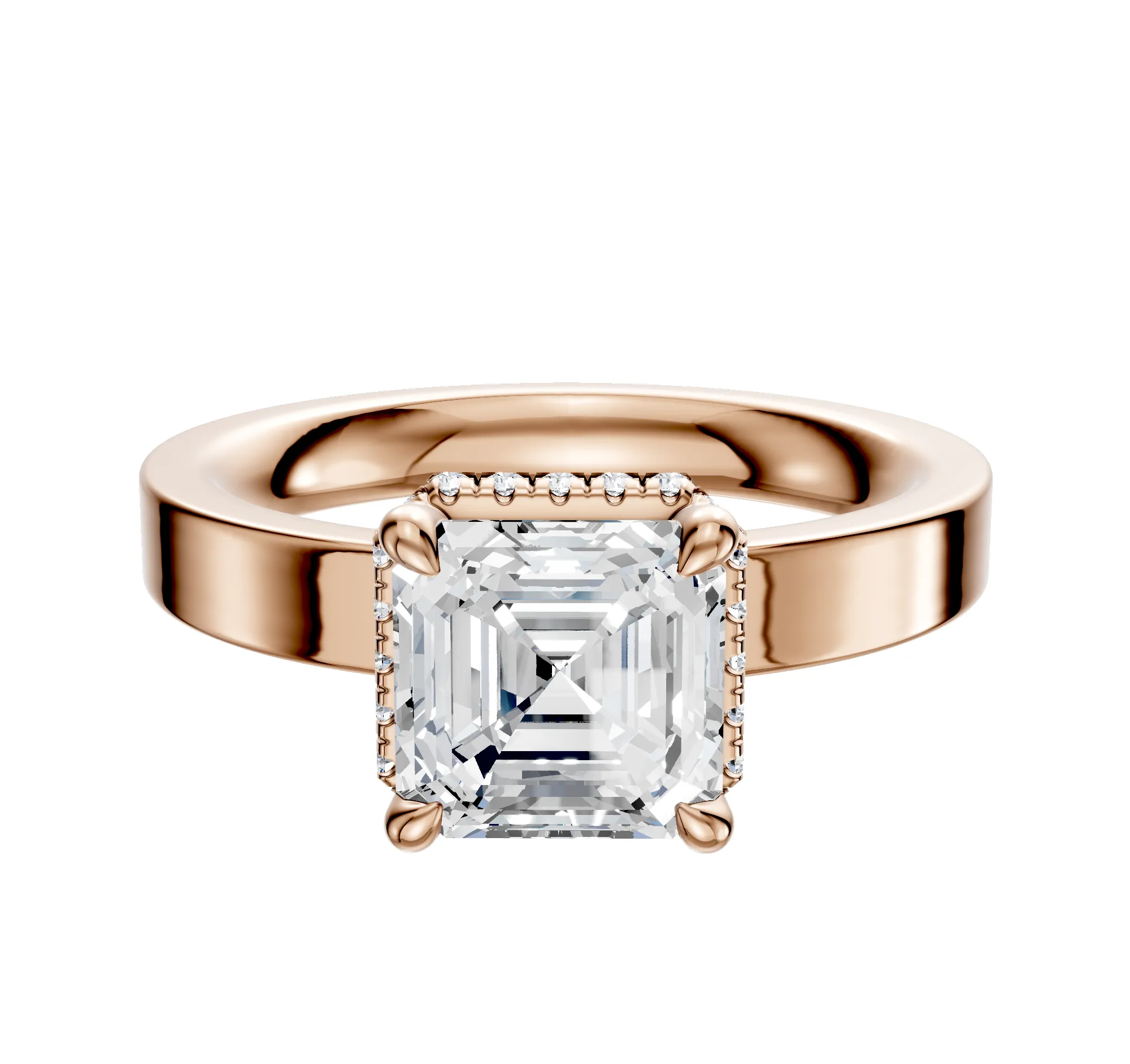 18K Rose Gold 4 Prong Collar Classic Flat 3.0mm Engagement Ring sold by Promise By Effy