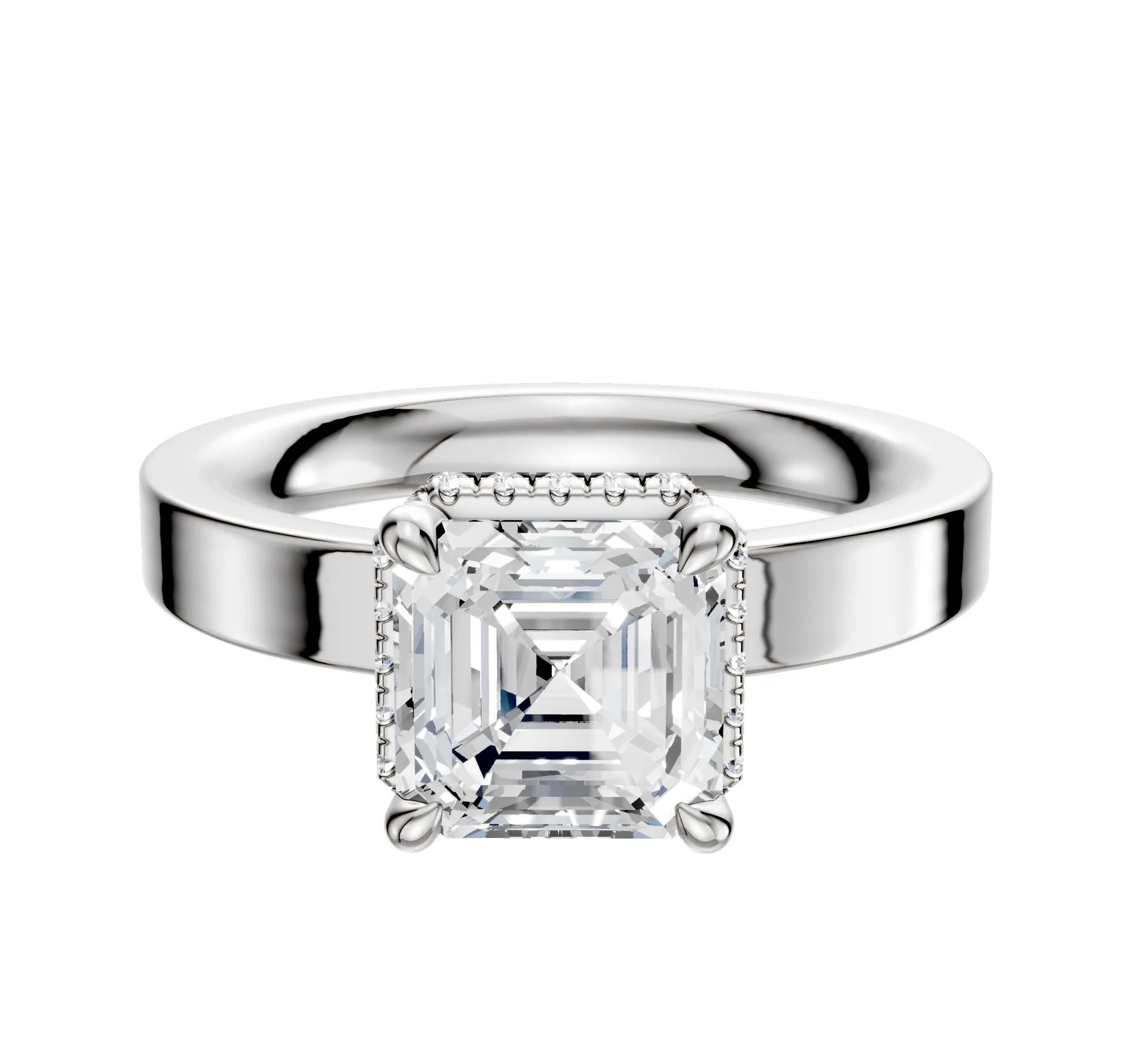 Platinum 4 Prong Collar Classic Flat 3.0mm Engagement Ring sold by Promise By Effy