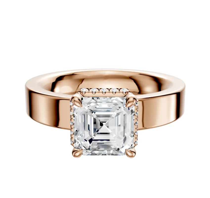 14K Rose Gold 4 Prong Collar Classic Flat 4.0mm Engagement Ring sold by Promise By Effy