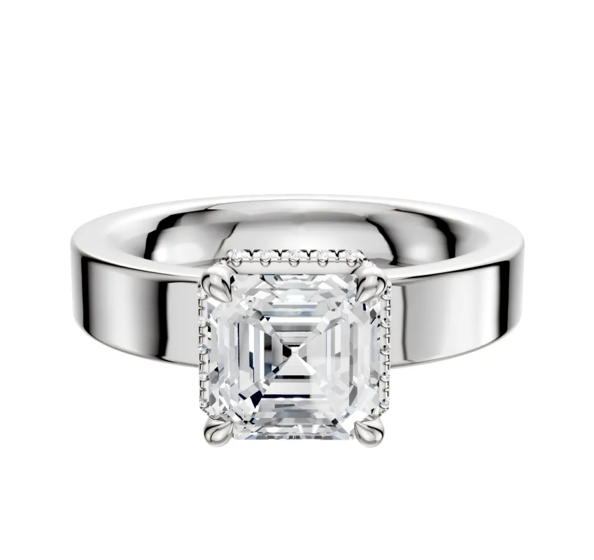 18K White Gold 4 Prong Collar Classic Flat 4.0mm Engagement Ring sold by Promise By Effy