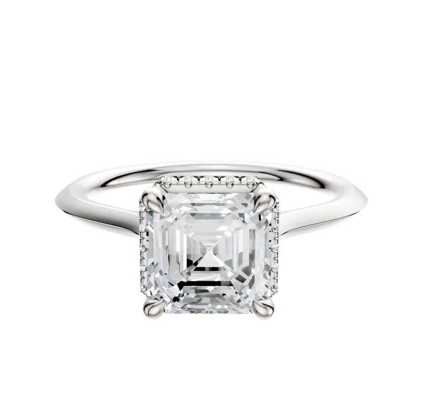 14K White Gold 4 Prong Collar Cathedral Knife Edge 1.5mm Engagement Ring sold by Promise By Effy