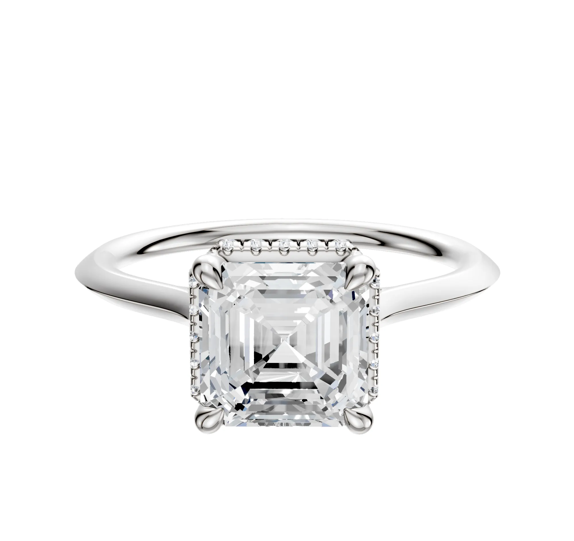 14K White Gold 4 Prong Collar Cathedral Knife Edge 1.5mm Engagement Ring sold by Promise By Effy