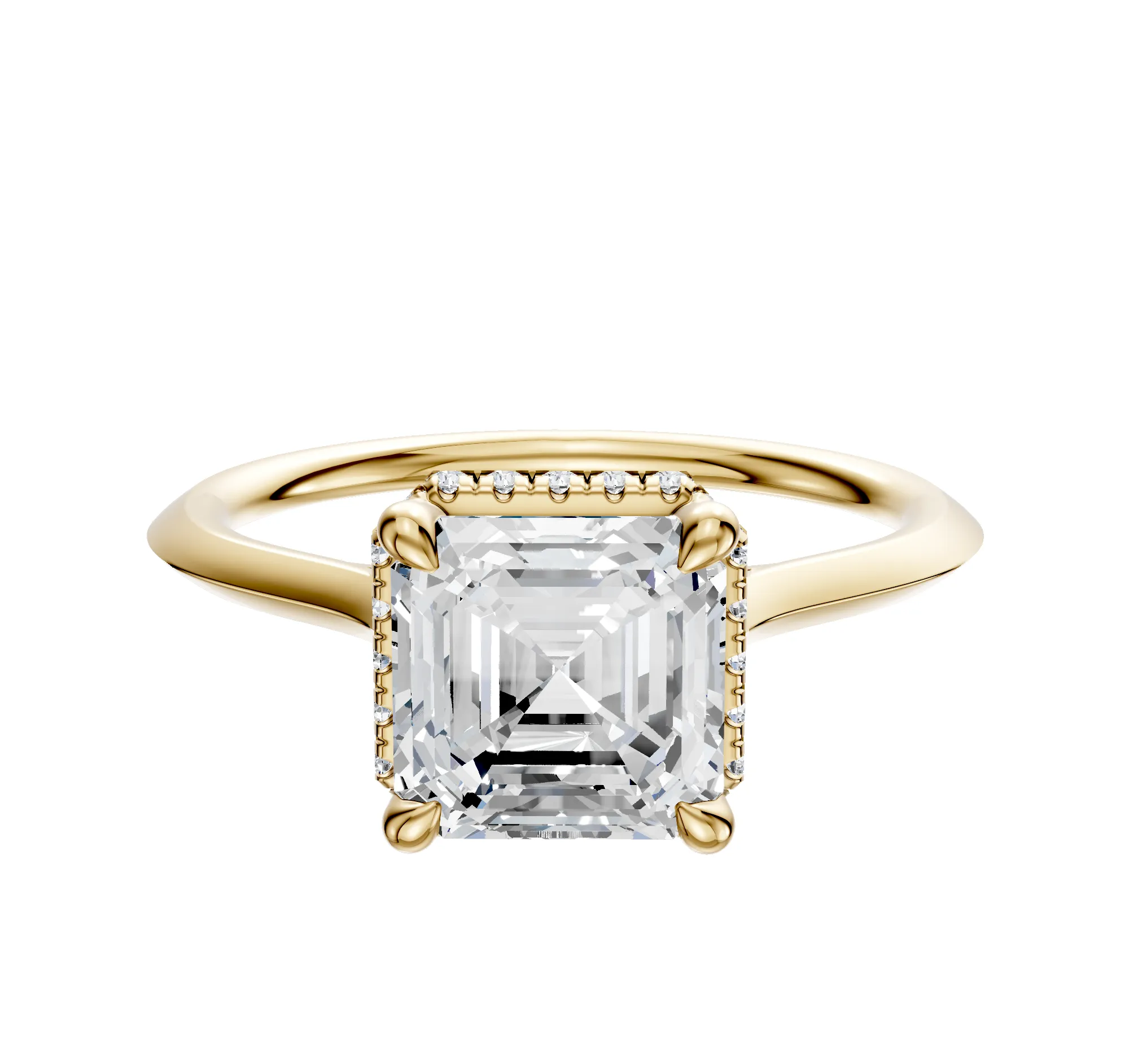 14K Yellow Gold 4 Prong Collar Cathedral Knife Edge 1.5mm Engagement Ring sold by Promise By Effy