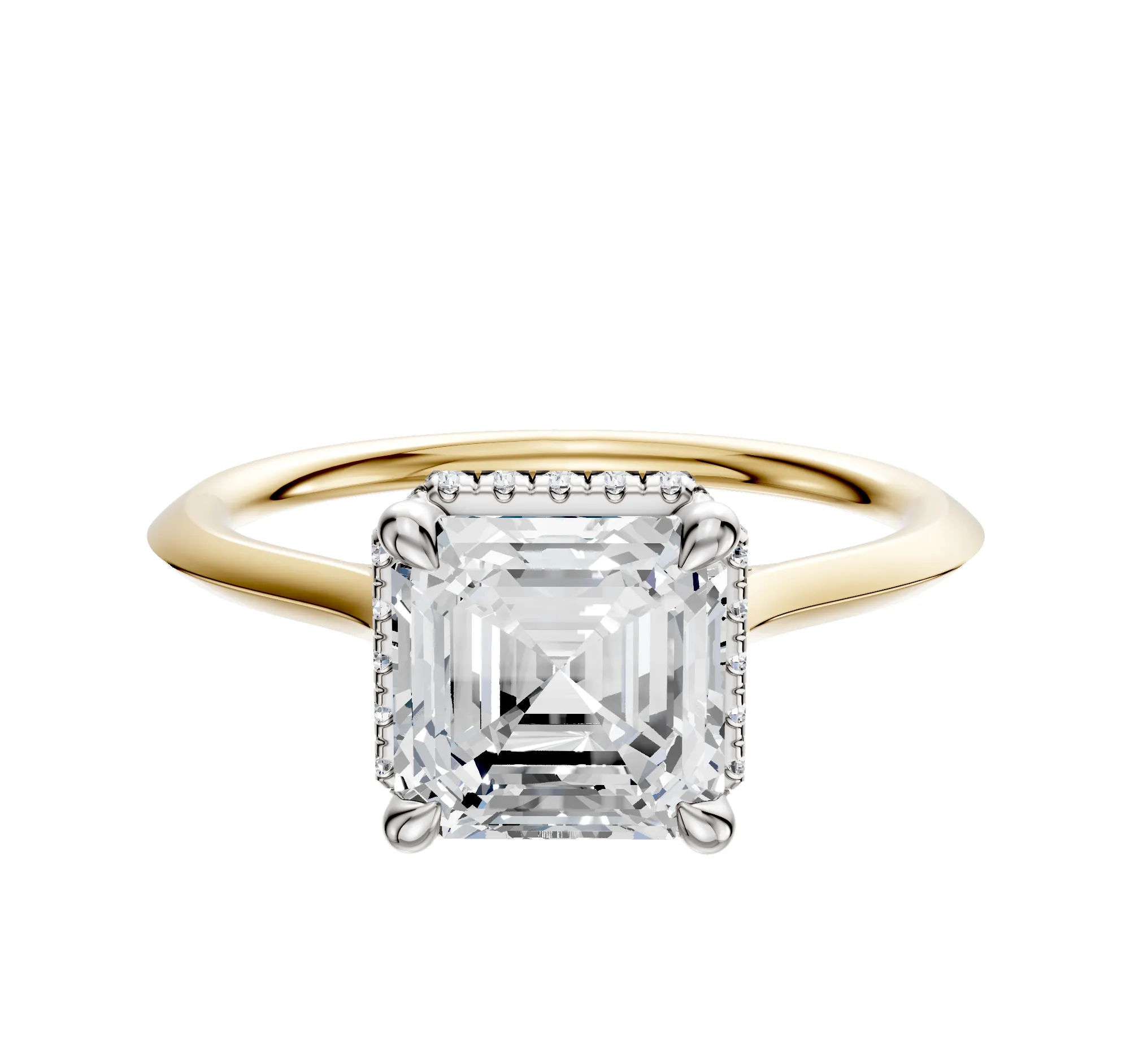 14K Two Tone 4 Prong Collar Cathedral Knife Edge 1.5mm Engagement Ring sold by Promise By Effy