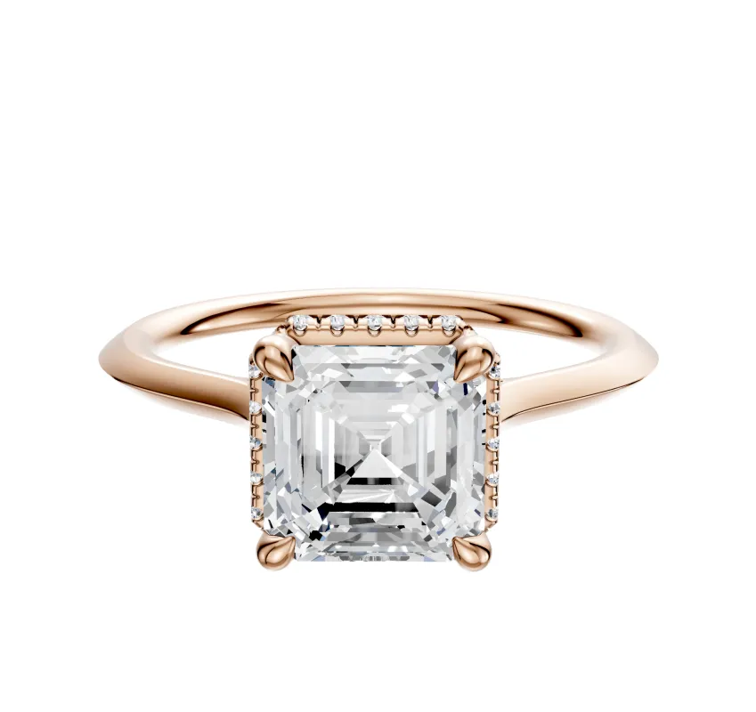 18K Rose Gold 4 Prong Collar Cathedral Knife Edge 1.5mm Engagement Ring sold by Promise By Effy
