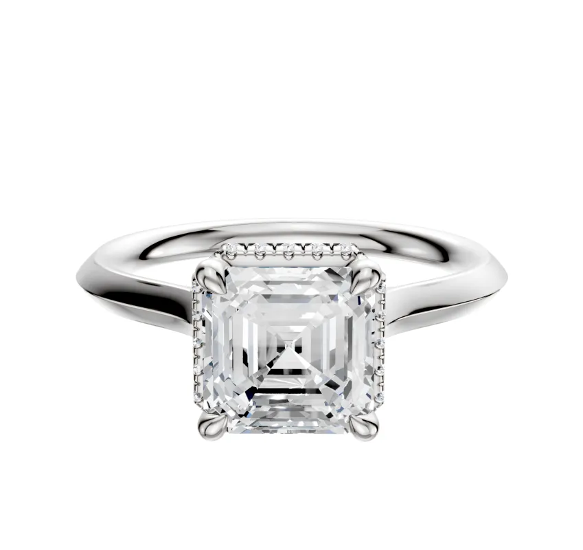 14K White Gold 4 Prong Collar Cathedral Knife Edge 2.0mm Engagement Ring sold by Promise By Effy