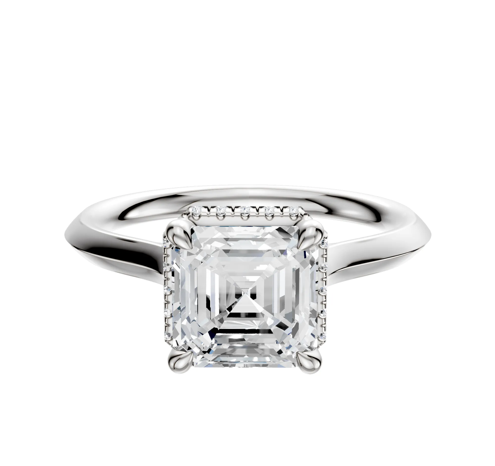 14K White Gold 4 Prong Collar Cathedral Knife Edge 2.0mm Engagement Ring sold by Promise By Effy