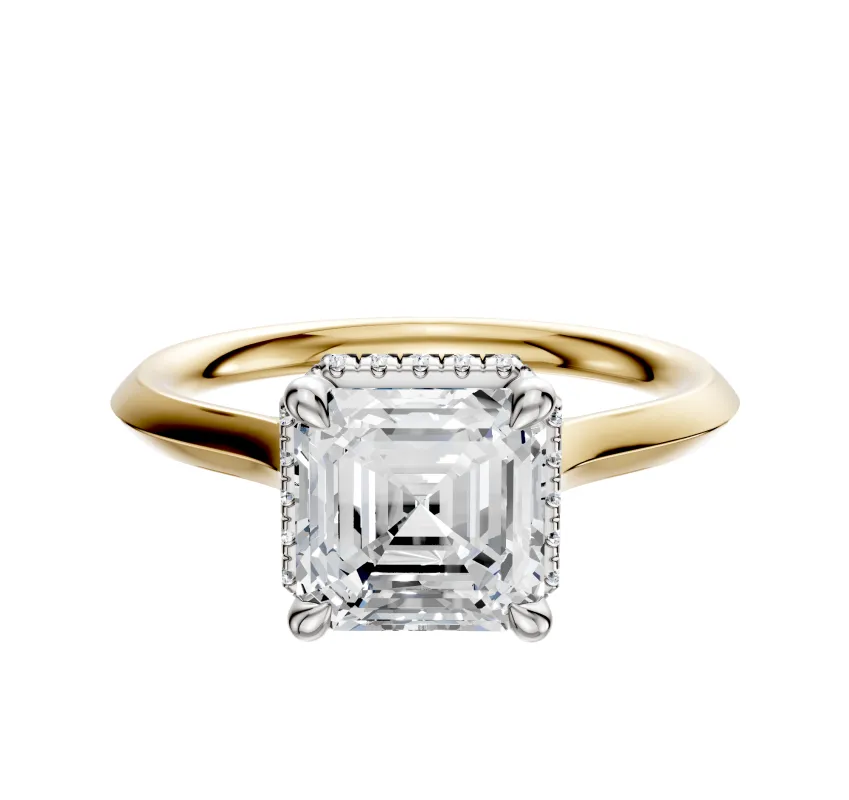 14K Two Tone 4 Prong Collar Cathedral Knife Edge 2.0mm Engagement Ring sold by Promise By Effy