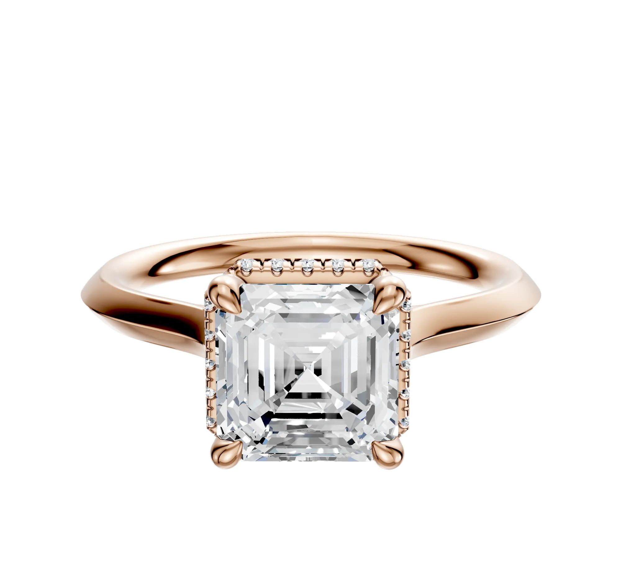 18K Rose Gold 4 Prong Collar Cathedral Knife Edge 2.0mm Engagement Ring sold by Promise By Effy