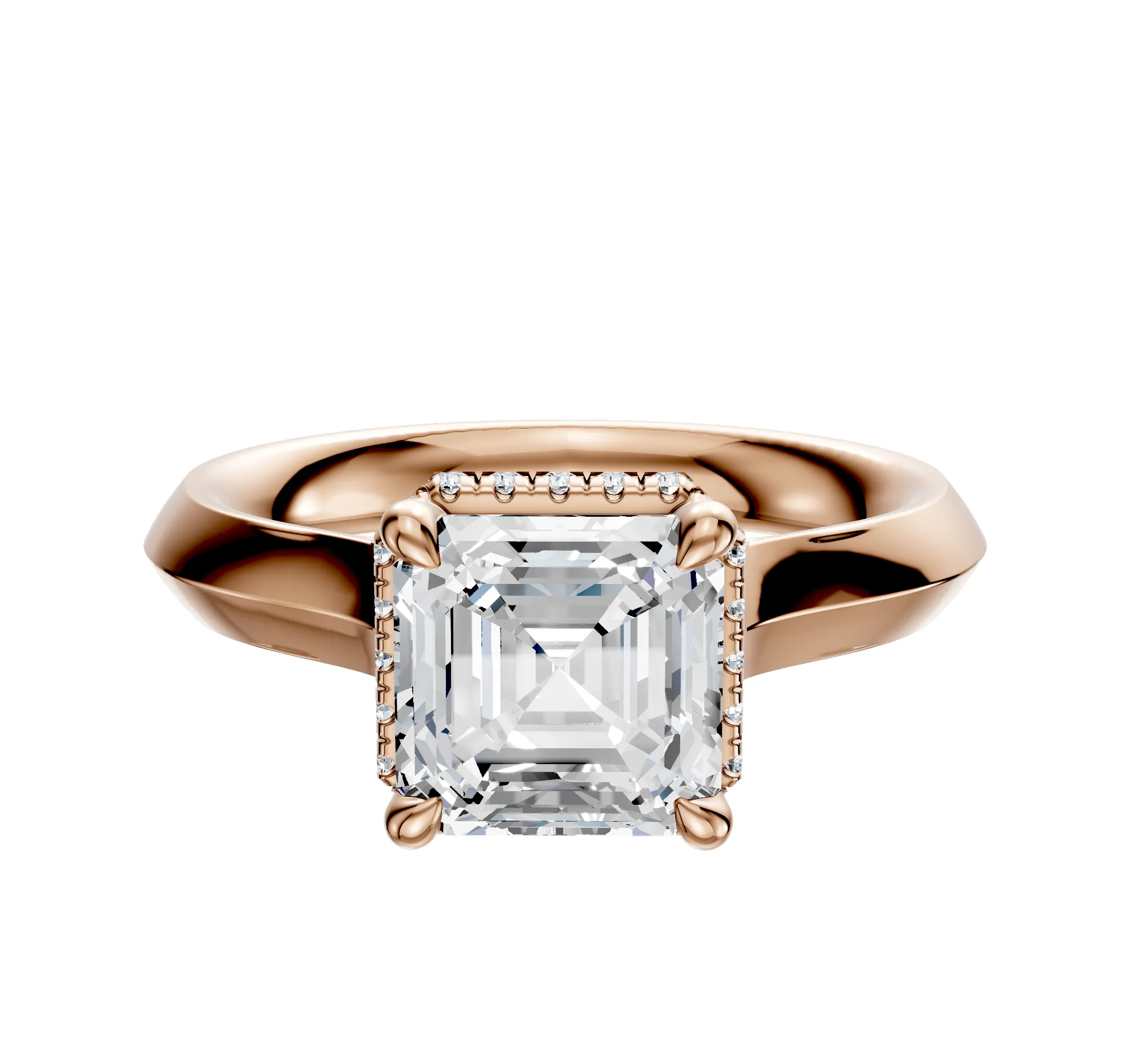 14K Rose Gold 4 Prong Collar Cathedral Knife Edge 3.0mm Engagement Ring sold by Promise By Effy