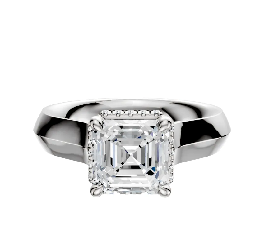 14K White Gold 4 Prong Collar Cathedral Knife Edge 4.0mm Engagement Ring sold by Promise By Effy