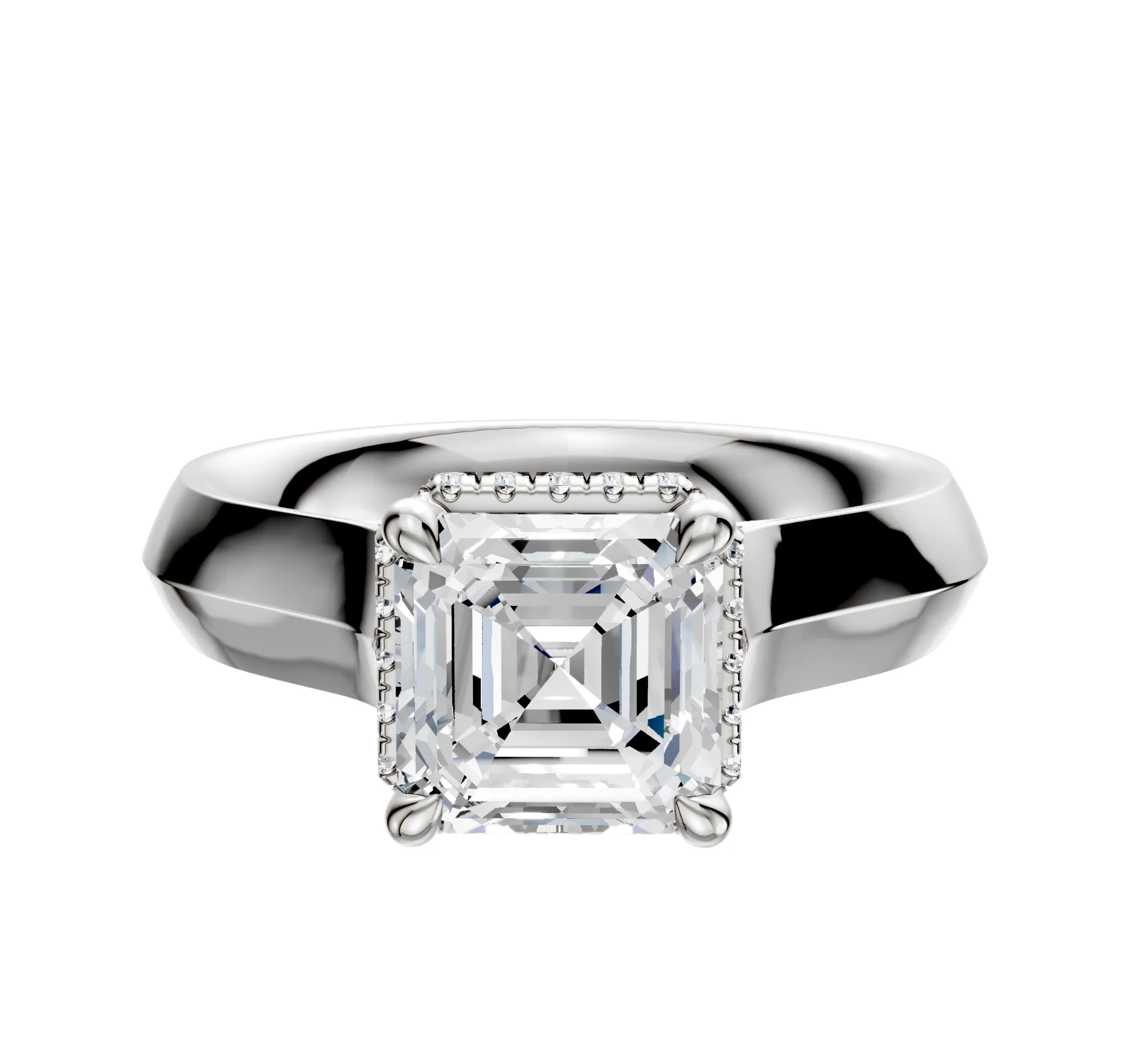 14K White Gold 4 Prong Collar Cathedral Knife Edge 4.0mm Engagement Ring sold by Promise By Effy