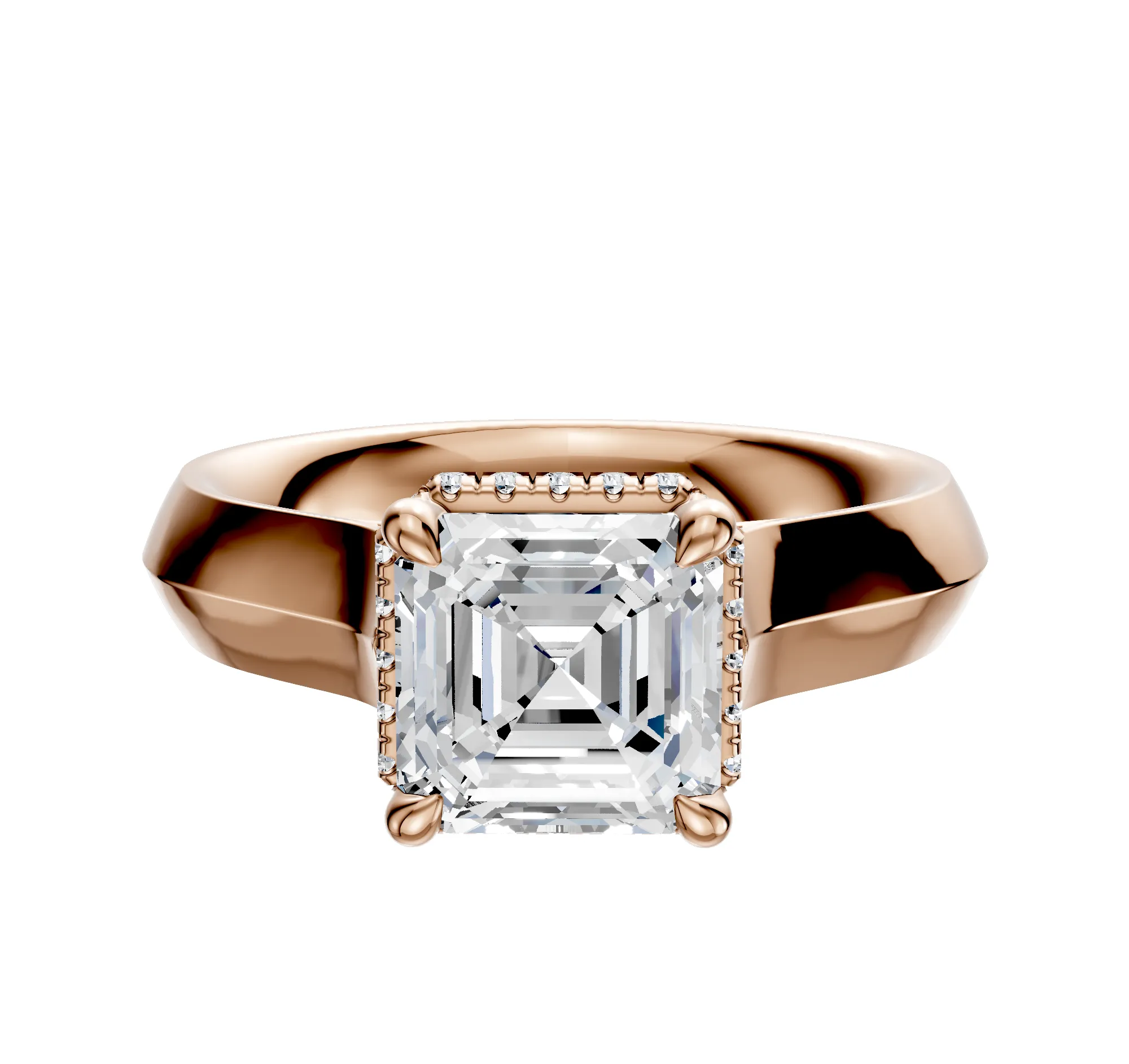 18K Rose Gold 4 Prong Collar Cathedral Knife Edge 4.0mm Engagement Ring sold by Promise By Effy