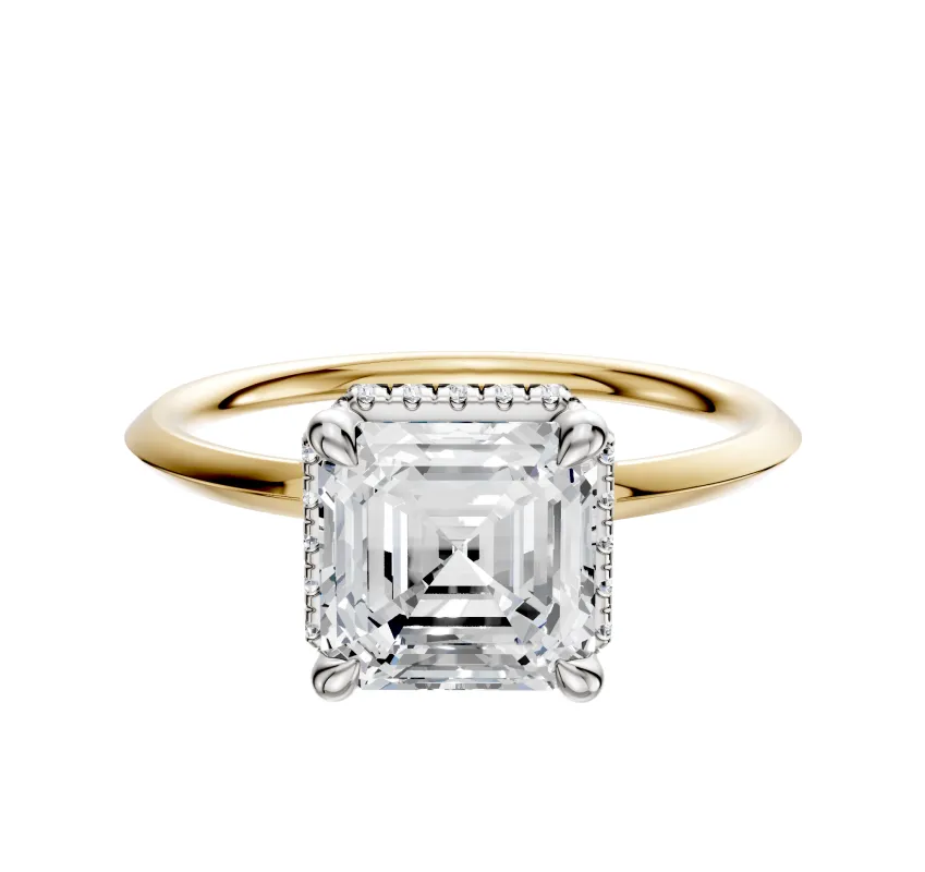 18K Two Tone 4 Prong Collar Classic Knife Edge 1.5mm Engagement Ring sold by Promise By Effy