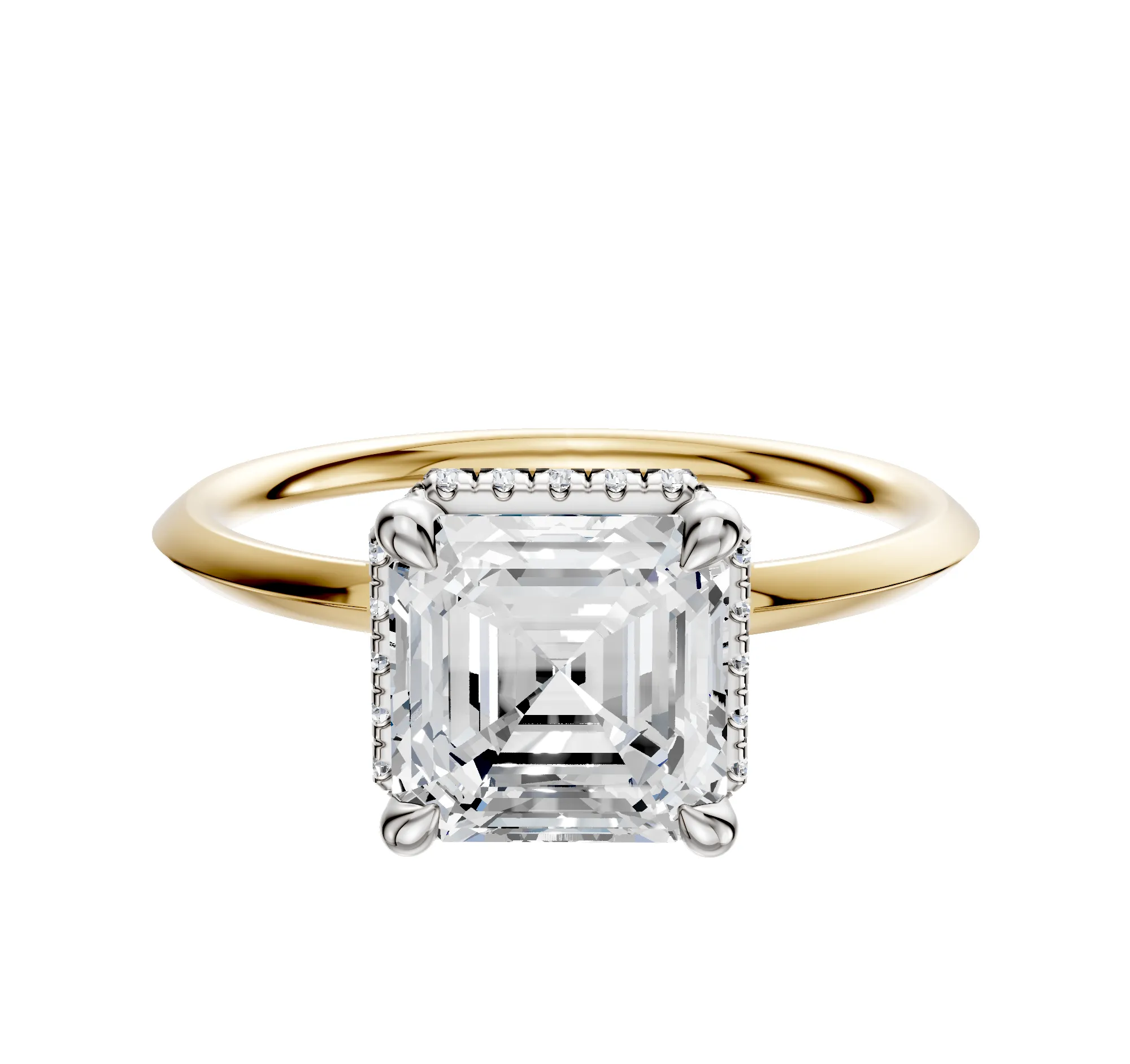 18K Two Tone 4 Prong Collar Classic Knife Edge 1.5mm Engagement Ring sold by Promise By Effy