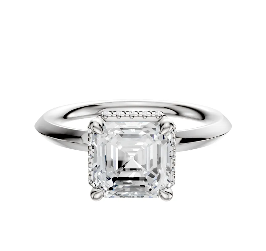 18K White Gold 4 Prong Collar Classic Knife Edge 2.0mm Engagement Ring sold by Promise By Effy