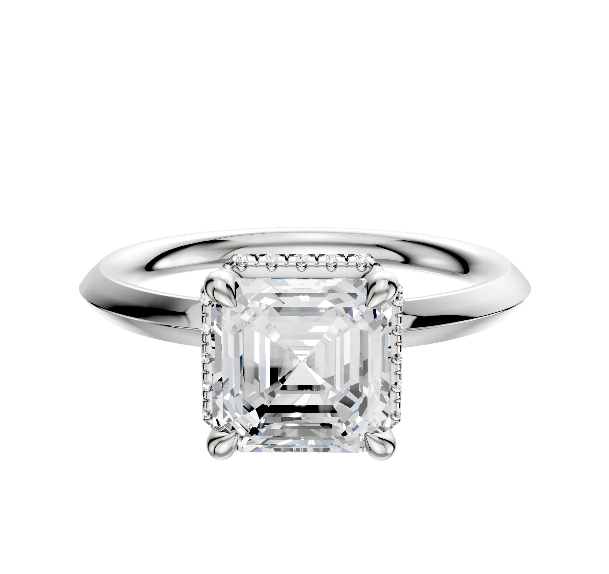 18K White Gold 4 Prong Collar Classic Knife Edge 2.0mm Engagement Ring sold by Promise By Effy