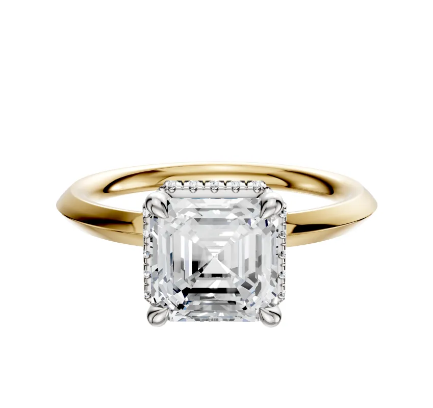 18K Two Tone 4 Prong Collar Classic Knife Edge 2.0mm Engagement Ring sold by Promise By Effy