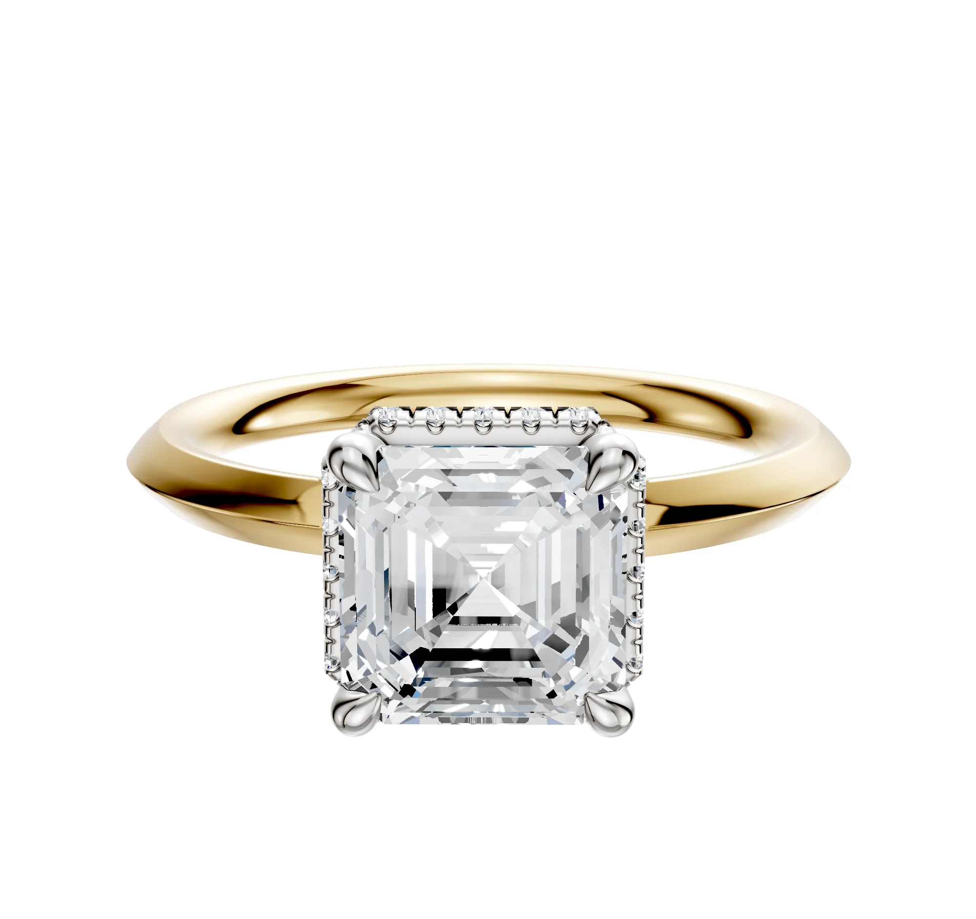 18K Two Tone 4 Prong Collar Classic Knife Edge 2.0mm Engagement Ring sold by Promise By Effy