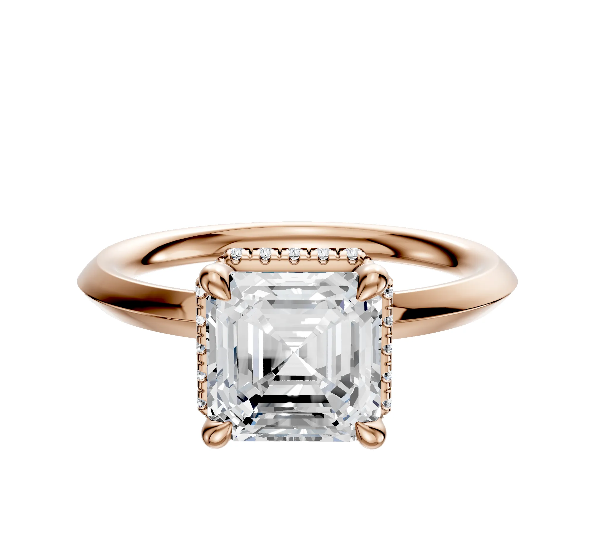 18K Rose Gold 4 Prong Collar Classic Knife Edge 2.0mm Engagement Ring sold by Promise By Effy