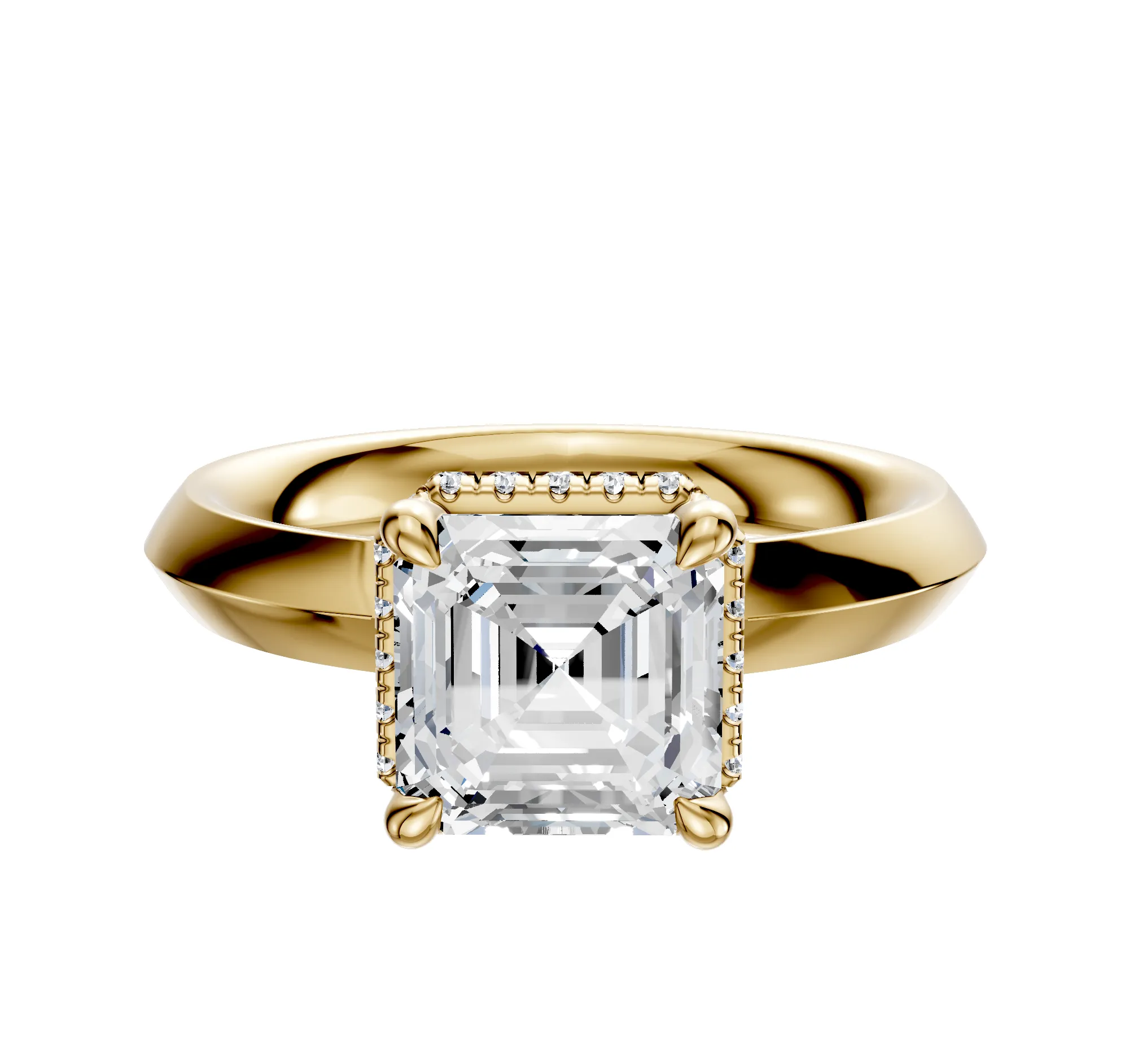 14K Yellow Gold 4 Prong Collar Classic Knife Edge 3.0mm Engagement Ring sold by Promise By Effy