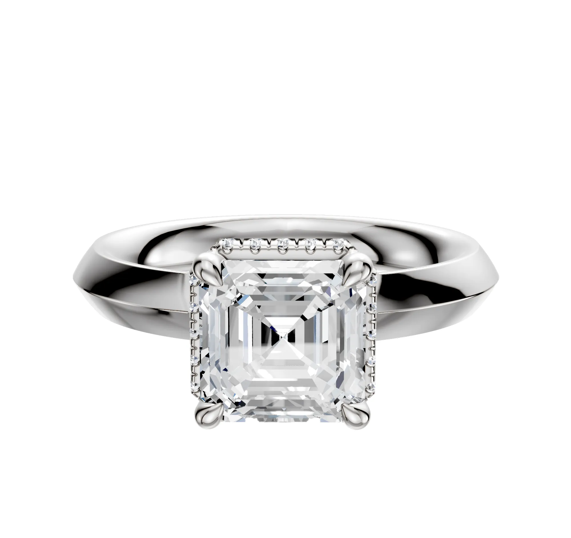 18K White Gold 4 Prong Collar Classic Knife Edge 3.0mm Engagement Ring sold by Promise By Effy