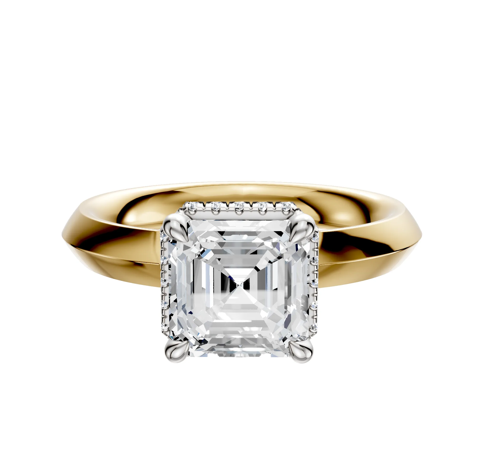 14K Two Tone 4 Prong Collar Classic Knife Edge 3.0mm Engagement Ring sold by Promise By Effy