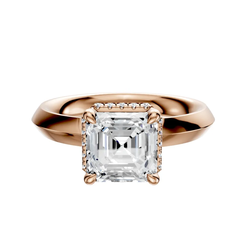 18K Rose Gold 4 Prong Collar Classic Knife Edge 3.0mm Engagement Ring sold by Promise By Effy