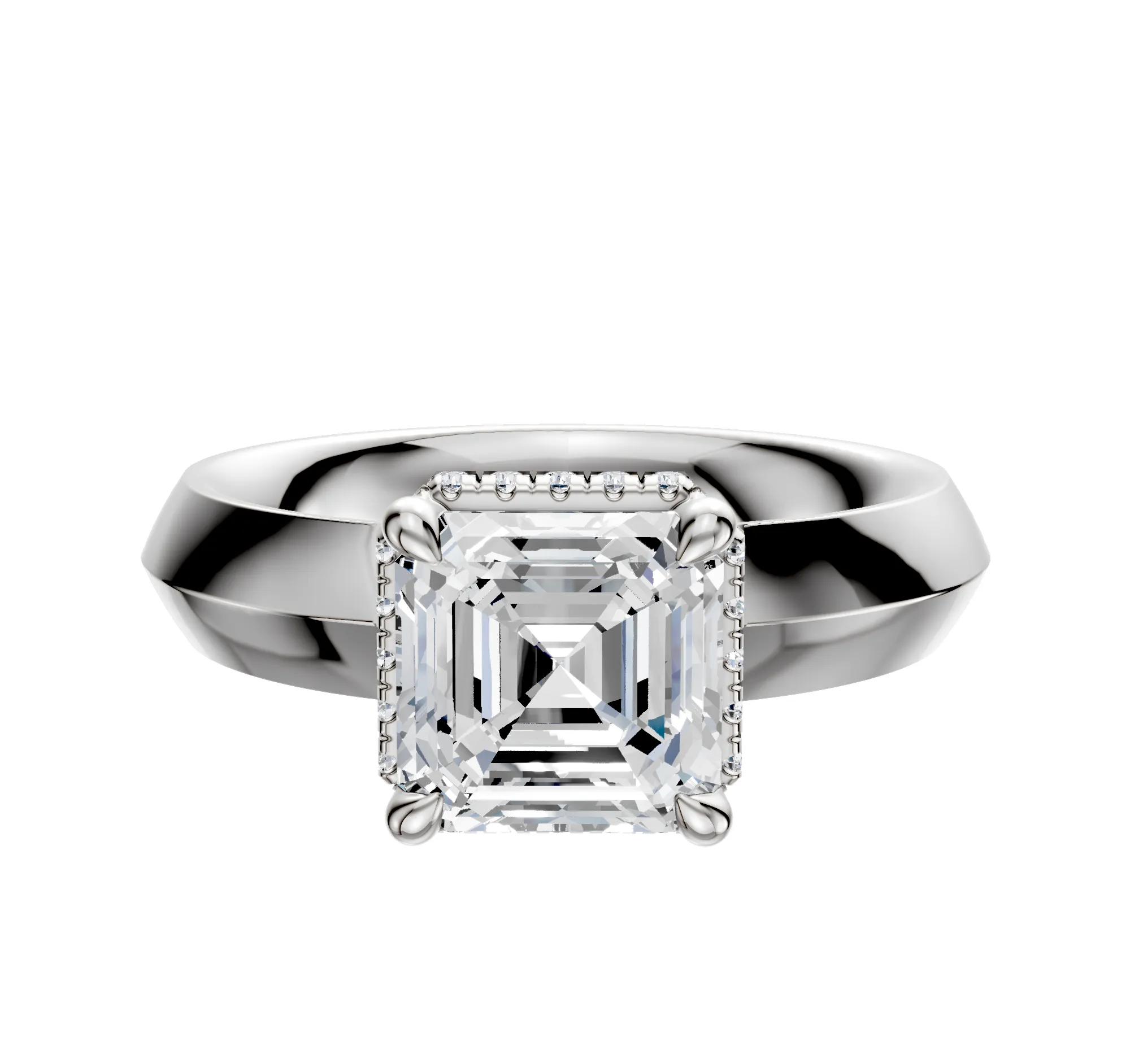 14K White Gold 4 Prong Collar Classic Knife Edge 4.0mm Engagement Ring sold by Promise By Effy