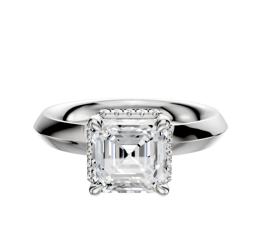 Platinum 4 Prong Collar Classic Knife Edge 3.0mm Engagement Ring sold by Promise By Effy