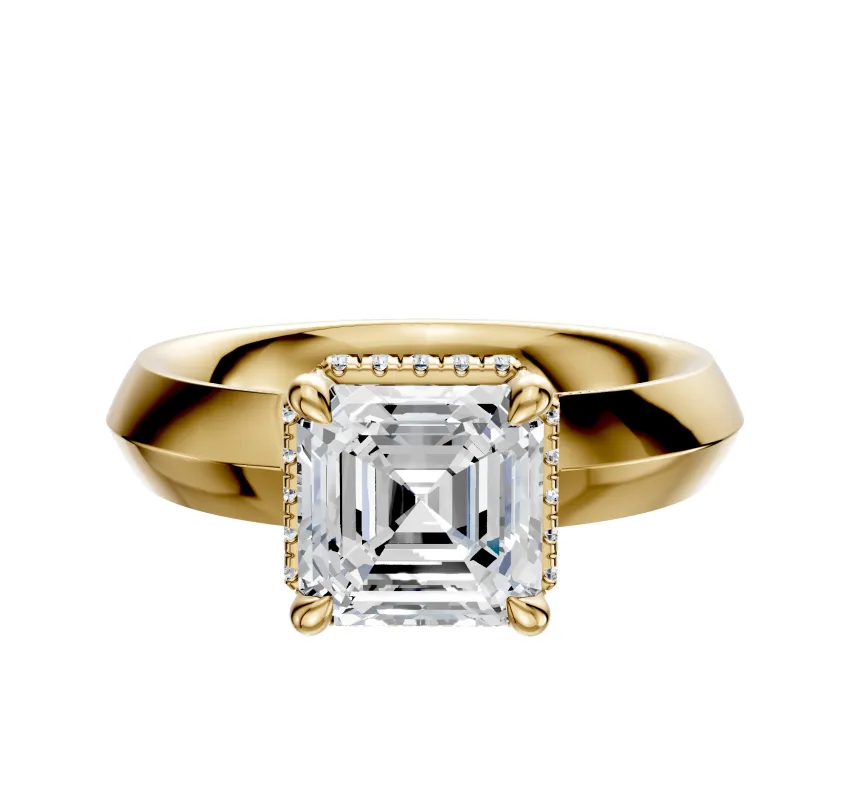 14K Yellow Gold 4 Prong Collar Classic Knife Edge 4.0mm Engagement Ring sold by Promise By Effy