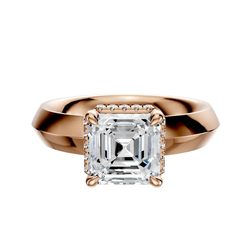 14K Rose Gold 4 Prong Collar Classic Knife Edge 4.0mm Engagement Ring sold by Promise By Effy