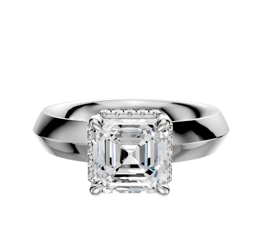 18K White Gold 4 Prong Collar Classic Knife Edge 4.0mm Engagement Ring sold by Promise By Effy