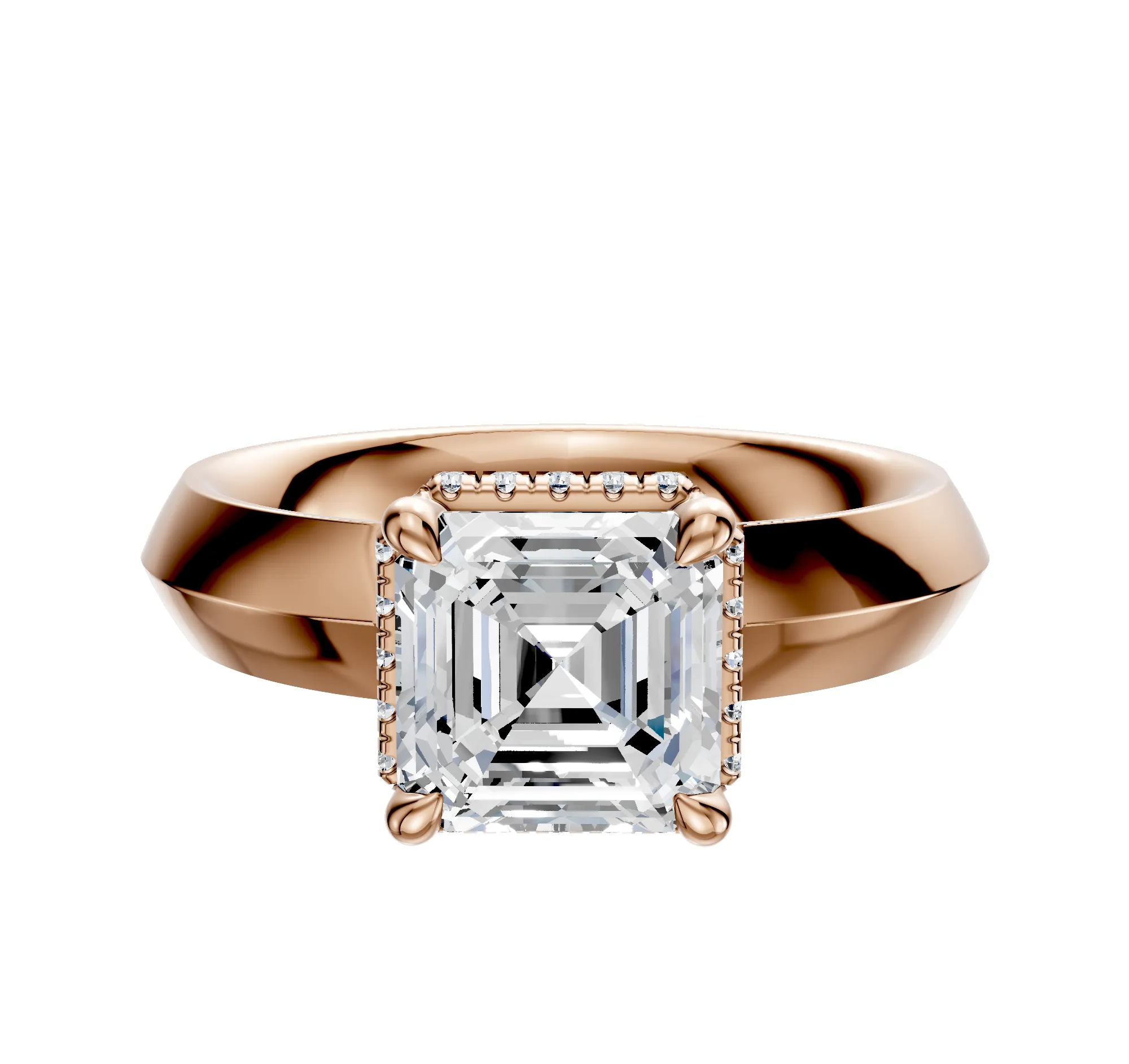 18K Rose Gold 4 Prong Collar Classic Knife Edge 4.0mm Engagement Ring sold by Promise By Effy