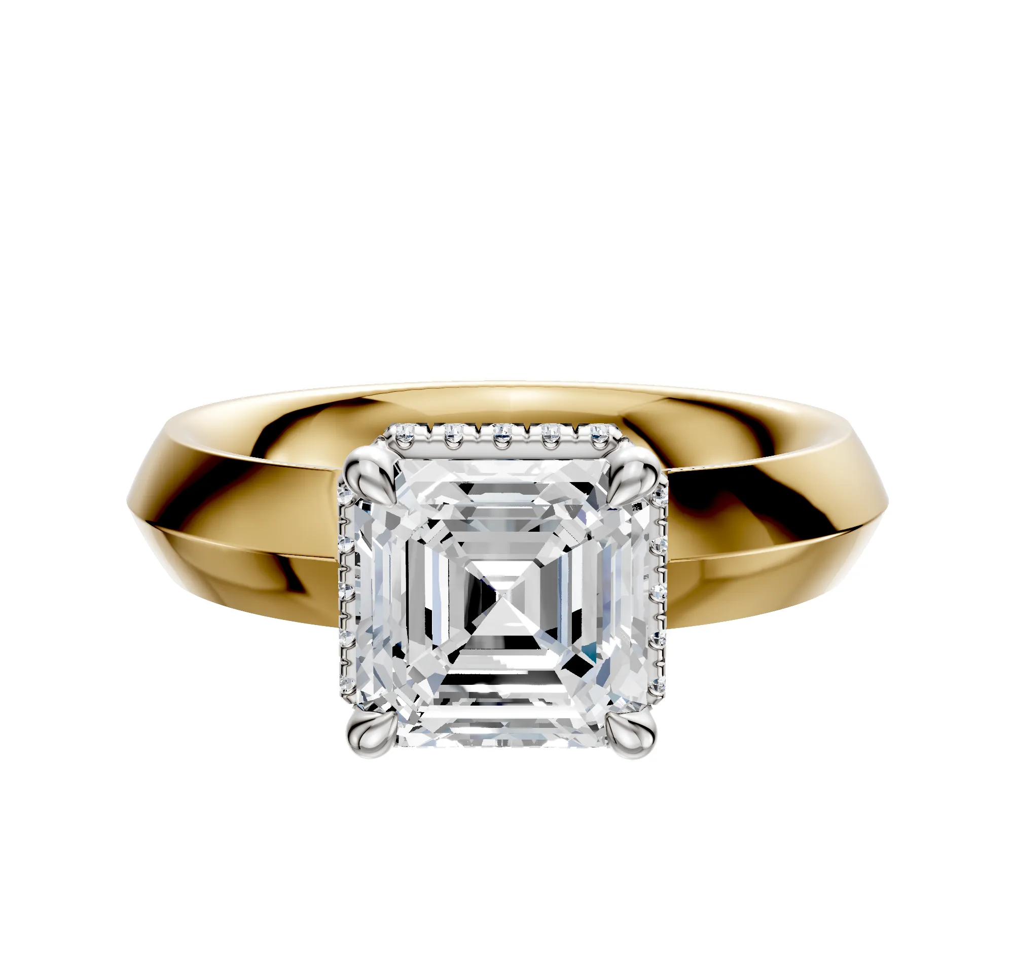 18K Two Tone 4 Prong Collar Classic Knife Edge 4.0mm Engagement Ring sold by Promise By Effy