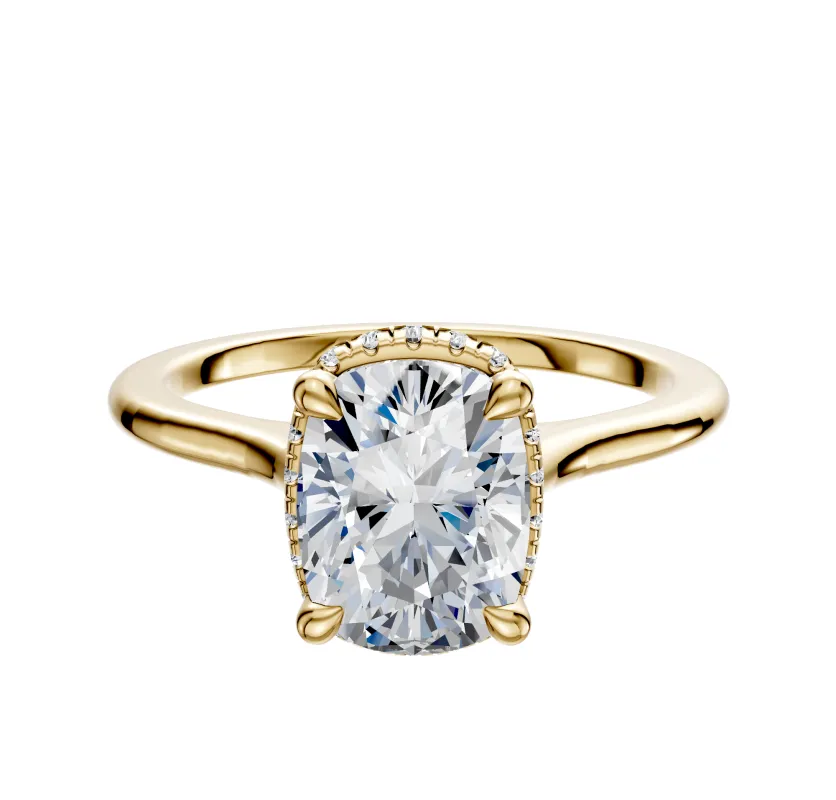 14K Yellow Gold 4 Prong Collar Cathedral Dome 1.5mm Engagement Ring sold by Promise By Effy